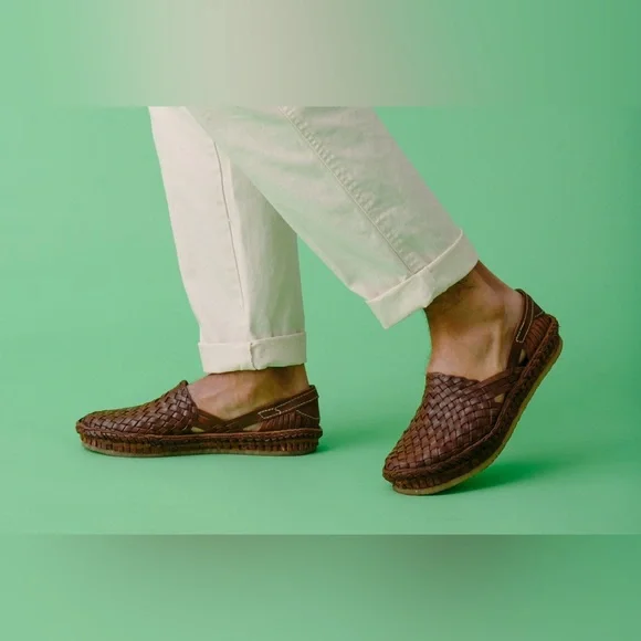 Mohinders Leather Woven Shoe in Walnut - Picture 3 of 10